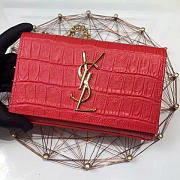 YSL MONOGRAM KATE EMBOSSED CROCODILE SHINY Red 4753 17cm  - 3