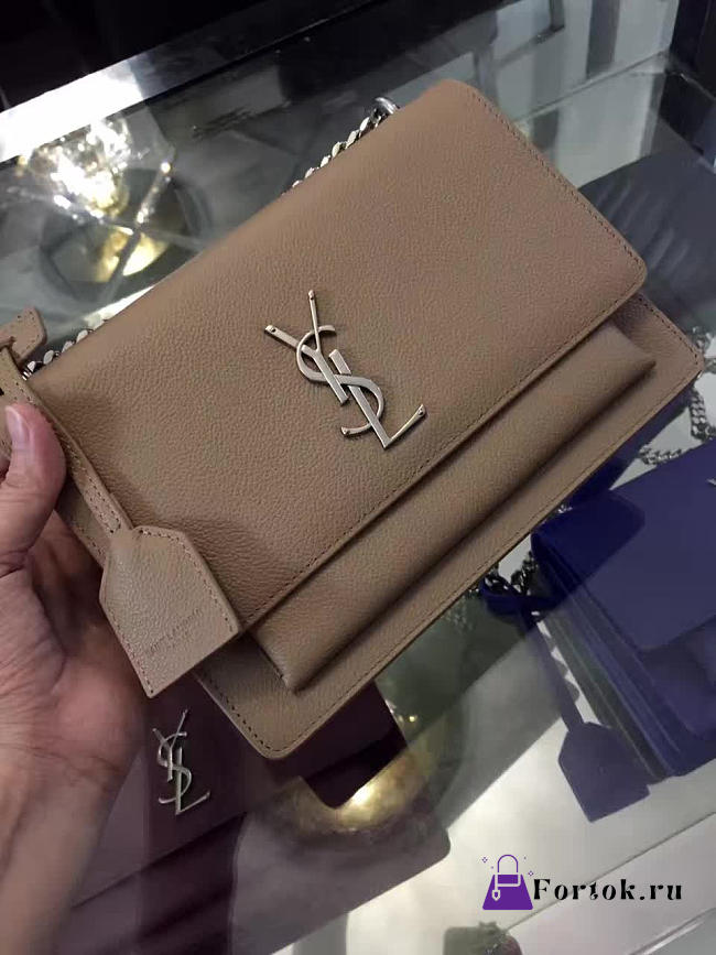 YSL Medium SUNSET Grained Leather Tan 4856 22cm  - 1