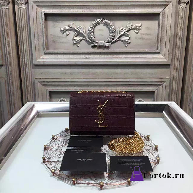 YSL MONOGRAM KATE IN EMBOSSED CROCODILE SHINY 4974 17cm  - 1