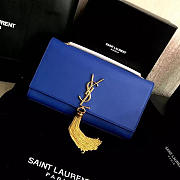 YSL MONOGRAM KATE Gold Tassel Smooth leather Blue 4982 24cm  - 1