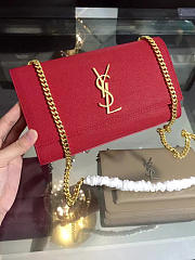 YSL MONOGRAM KATE Gold Hardware in Gain De Poudre Embossed Red 5030 24cm - 1