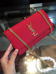 YSL MONOGRAM KATE Gold Hardware in Gain De Poudre Embossed Red 5030 24cm - 4