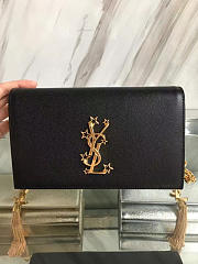 YSL MONOGRAM KATE Grain De Poudre Embossed Black 5054 22cm - 3