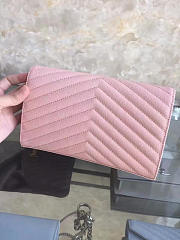 YSL ENVELOPE Metal Chain Wallet Pink 5085 22cm - 3