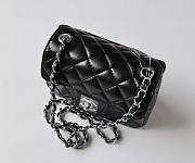CHANEL Lambskin Leather Flap Bag With Silver Hardware Black 17.5cm - 6