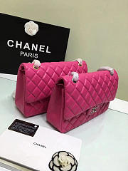 CHANEL Lambskin Leather Flap Bag Gold/Silver Rose Red 30cm - 2