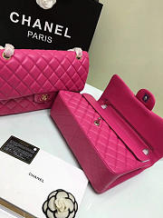 CHANEL Lambskin Leather Flap Bag Gold/Silver Rose Red 30cm - 5
