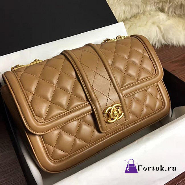 Chanel Quilted Lambskin Flap Bag Beige A91365 25.5cm - 1