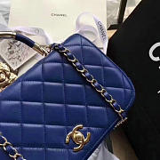 Chanel Caviar Quilted Lambskin Flap Bag with Top Handle Blue A93752 25cm  - 4