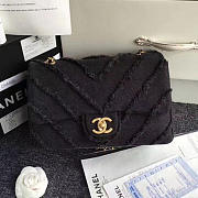 Chanel Black Canvas Patchwork Chevron Medium Flap Bag 040101 VS02373 - 5