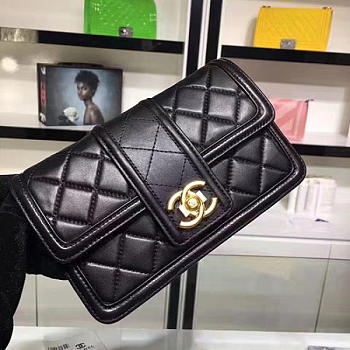 Chanel Lambskin Small Wallet on Chain Black A91365 19cm 