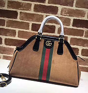 GUCCI RE(BELLE) SUEDE MEDIUM TOP HANDLE BAG ‎516459 BROWN 39cm - 1