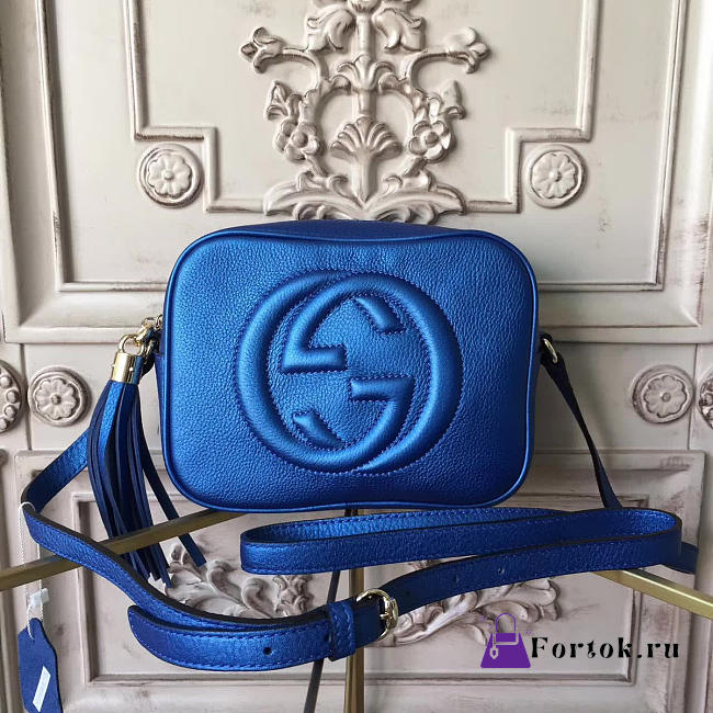 Gucci Soho Disco Leather Bag Bling Blue Z2599 21cm - 1