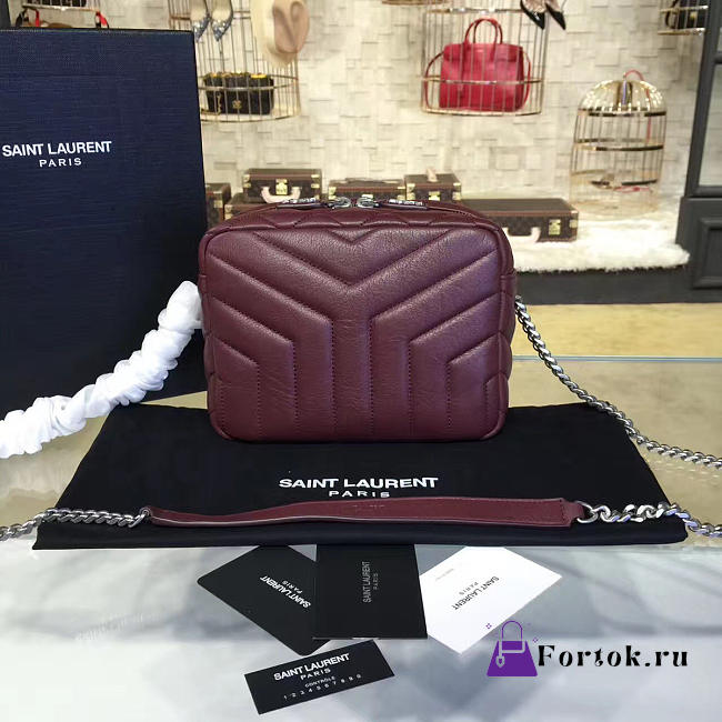 YSL CLASSIC TOY MONOGRAM BOWLING BB 4714 Red Wine 17cm  - 1