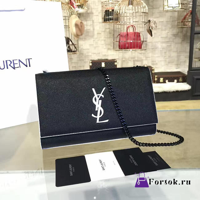 YSL MONOGRAM KATE GRAIN DE POUDRE EMBOSSED Black 4750 24cm  - 1