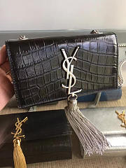 YSL MONOGRAM KATE Silver Tassel Crocodile Black 4770 17cm  - 5