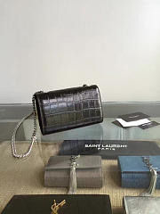 YSL MONOGRAM KATE Silver Tassel Crocodile Black 4770 17cm  - 4