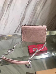 YSL SUNSET Chain Wallet Crocodile Embossed Shiny Pink 4846 17cm  - 4