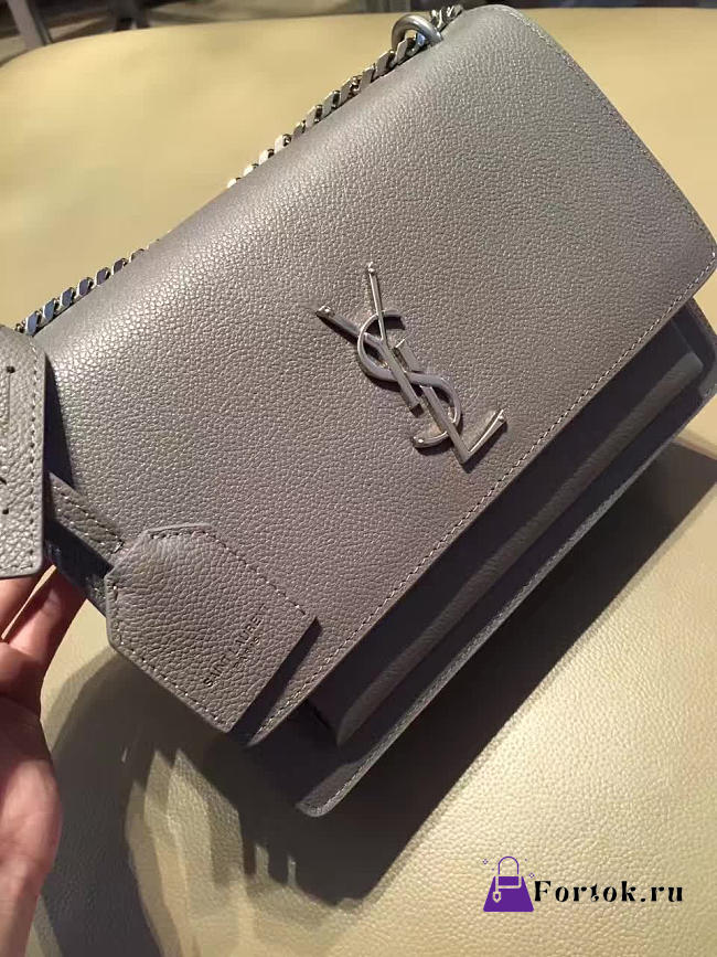 YSL SUNSET MONOGRAM Medium GRAINED LEATHER Gray 4848 22cm  - 1