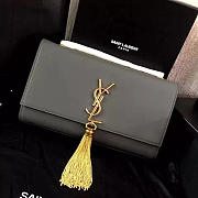YSL MONOGRAM KATE Tassel Smooth Leather Gray 4984 24cm  - 1