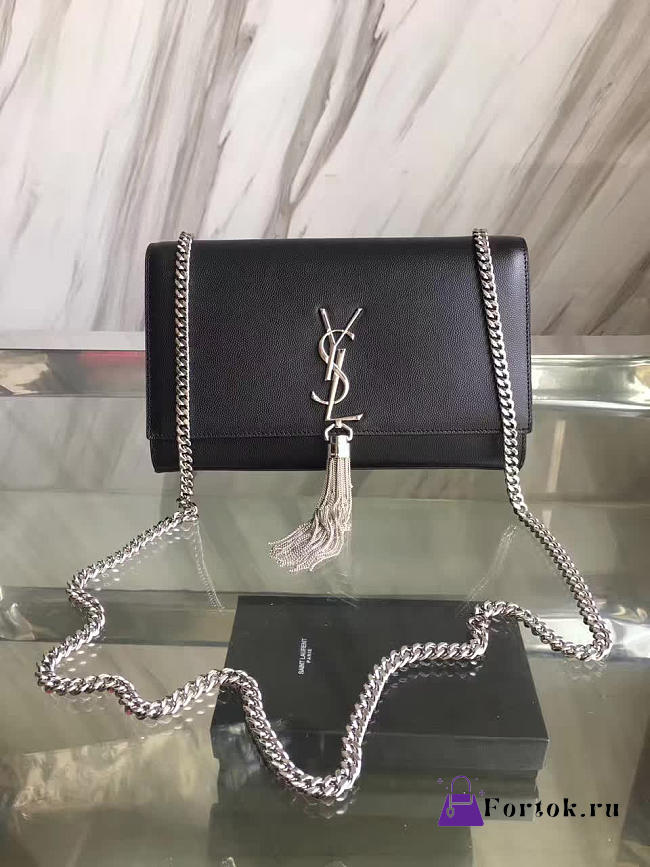 YSL MONOGRAM KATE BAG WITH LEATHER TASSEL Black 4997 24cm  - 1