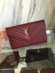 YSL MONOGRAM College Gold Hardware Red Wine 5075 22cm  - 1