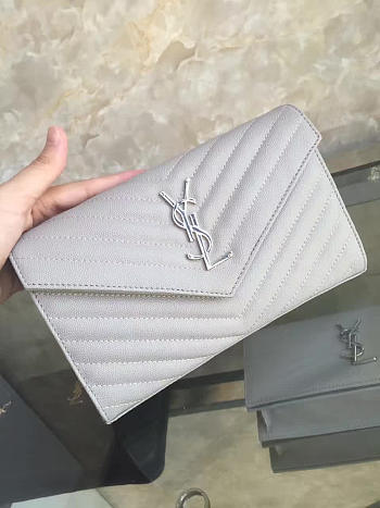 YSL ENVELOPE Chain Wallet Light Grey 5089 22cm