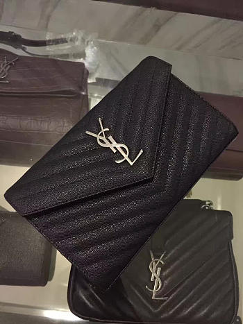 YSL ENVELOPE Metal Chain Wallet Black 5099 22cm