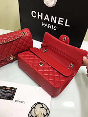 CHANEL Lambskin Leather Flap Bag Gold/Silver Red 25cm - 2