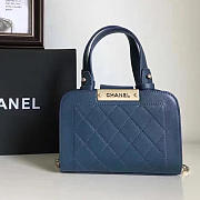 Chanel Small Label Click leather Shopping Bag Blue A93731 20cm - 1
