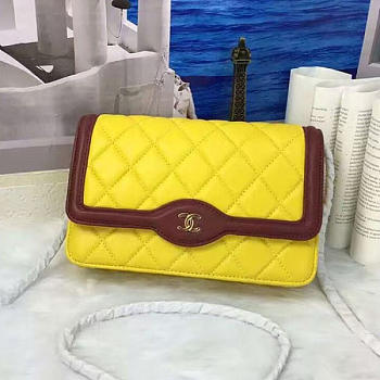 Chanel Lambskin Mini Chain WALLET Light Yellow A81023 19.5cm