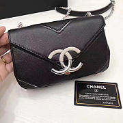 Chanel Calfskin Chevron Flap Bag Black A93774 24cm - 1