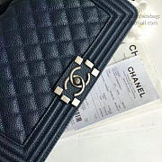 Chanel Quilted Caviar Medium Boy Bag Blue 180301 25cm - 2