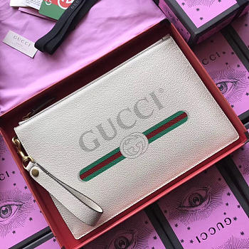 Gucci GG Leather Clutch Bag Z09 30cm 