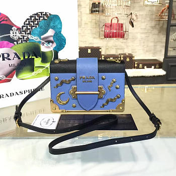 Prada Cahier Leather Shoulder Bag Meteor Light Blue 4275