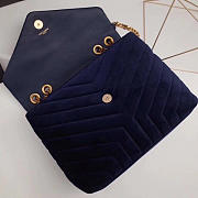 YSL LOULOU Monogram Quilted Velvet Shoulder Bag Large Blue 4811 30cm - 4