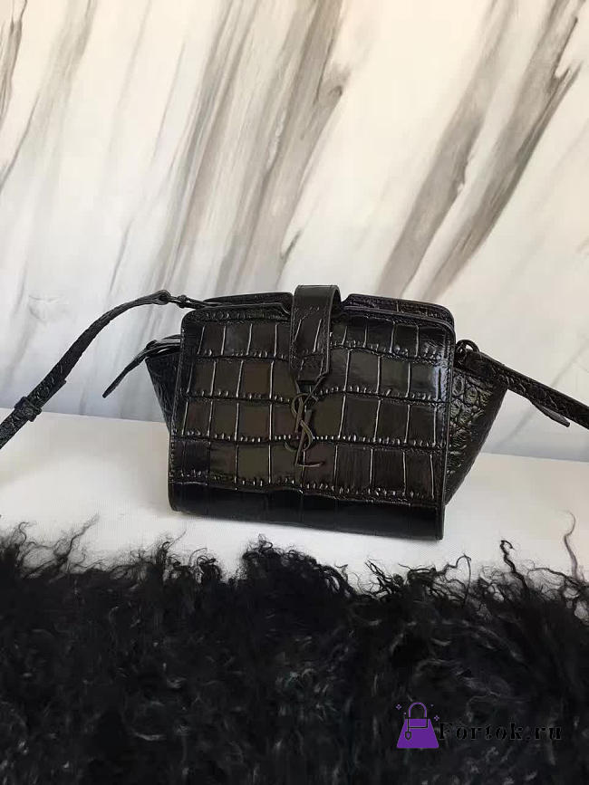 YSL Toy Cabas Crossbody Crocodile Black 4835 16cm  - 1