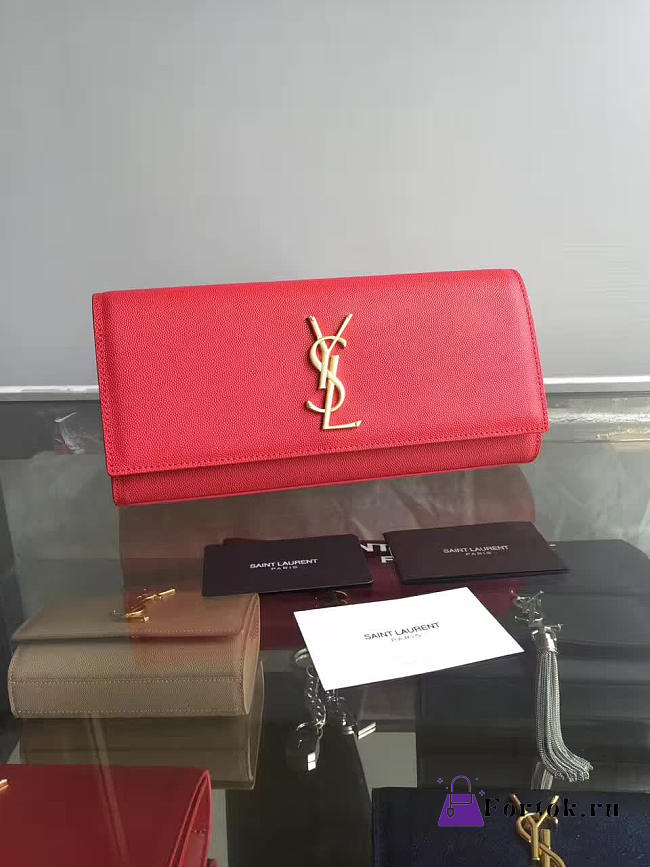 YSL MONOGRAM KATE Clutch GRAIN DE POUDRE EMBOSSED LEATHER 4960 27cm  - 1