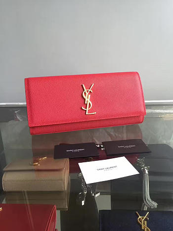 YSL MONOGRAM KATE Clutch GRAIN DE POUDRE EMBOSSED LEATHER 4960 27cm 