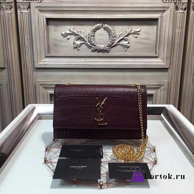 YSL MONOGRAM KATE IN EMBOSSED CROCODILE SHINY 4968 24cm  - 1