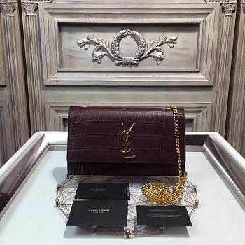 YSL MONOGRAM KATE IN EMBOSSED CROCODILE SHINY 4968 24cm 