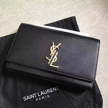 YSL MONOGRAM KATE GRAIN DE POUDRE EMBOSSED Black 4969 24cm 