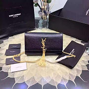 YSL MONOGRAM KATE Gold Tassel Black Leather 5059 24cm - 1