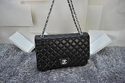 CHANEL Lambskin Leather Flap Bag Gold / Silver Hardware Black 33cm  - 2