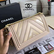 Chanel Chevron Quilted Medium Boy Bag Beige VS03308 25cm - 6