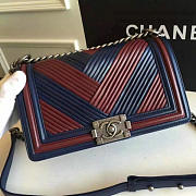 Chanel Medium Chevron Lambskin Quilted Boy Bag Red&Blue A13044 25cm - 4