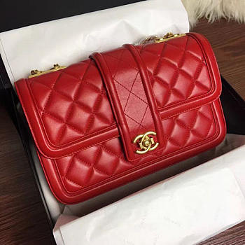 Chanel Quilted Lambskin Flap Bag Red A91365 25.5cm