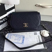Chanel Grained Calfskin Caviar Stitched Shoulder Bag Blue A92949 VS09430 - 2
