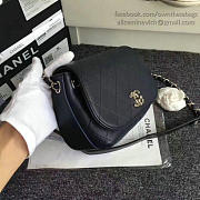 Chanel Grained Calfskin Caviar Stitched Shoulder Bag Blue A92949 VS09430 - 4