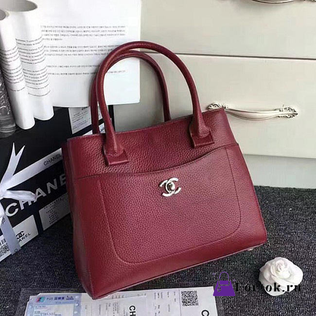 Chanel Calfskin Large Shopping Bag Burgundy A69929 27cm - 1